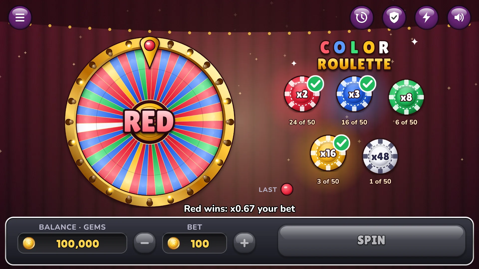 Spread your bet over several colors