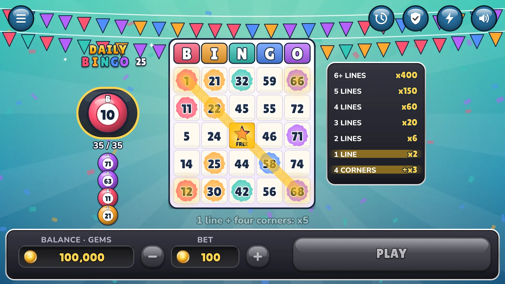 All four corners pay a bonus