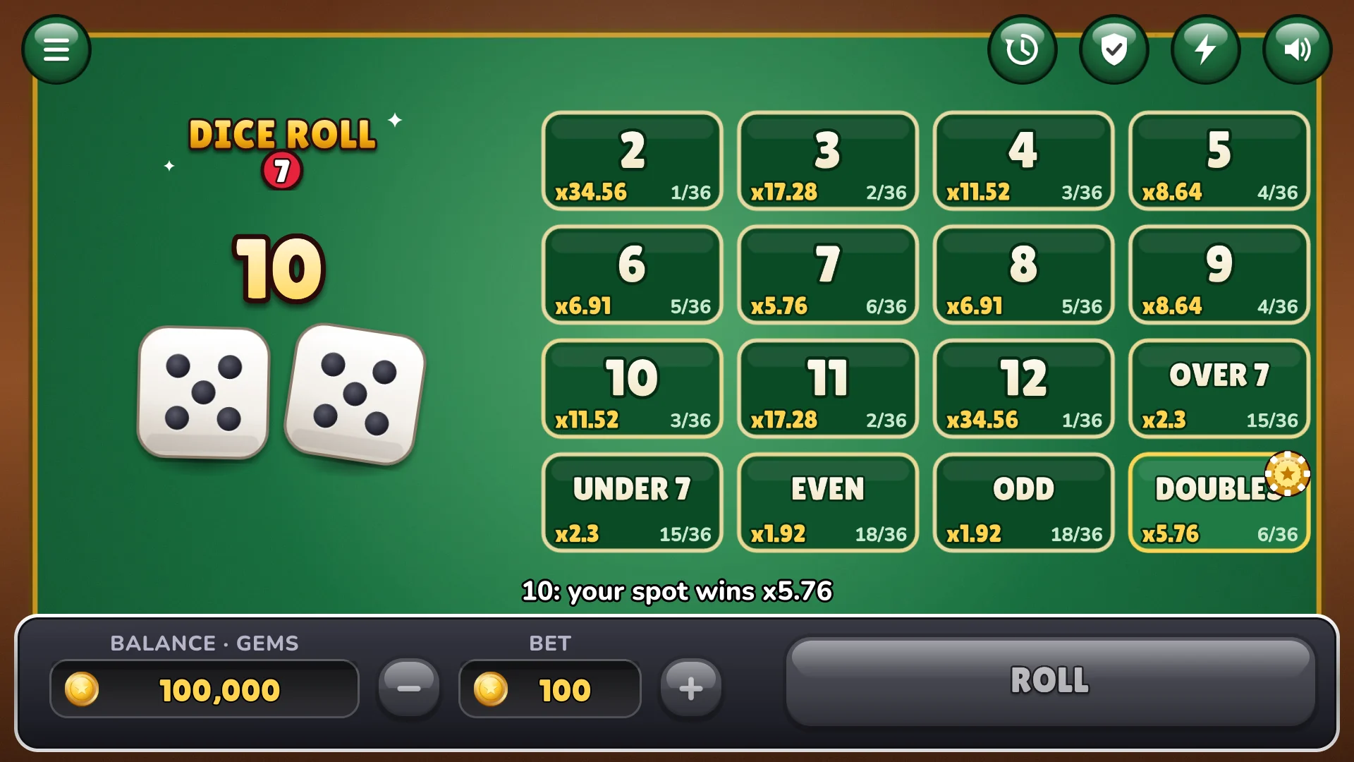 Doubles of any kind win