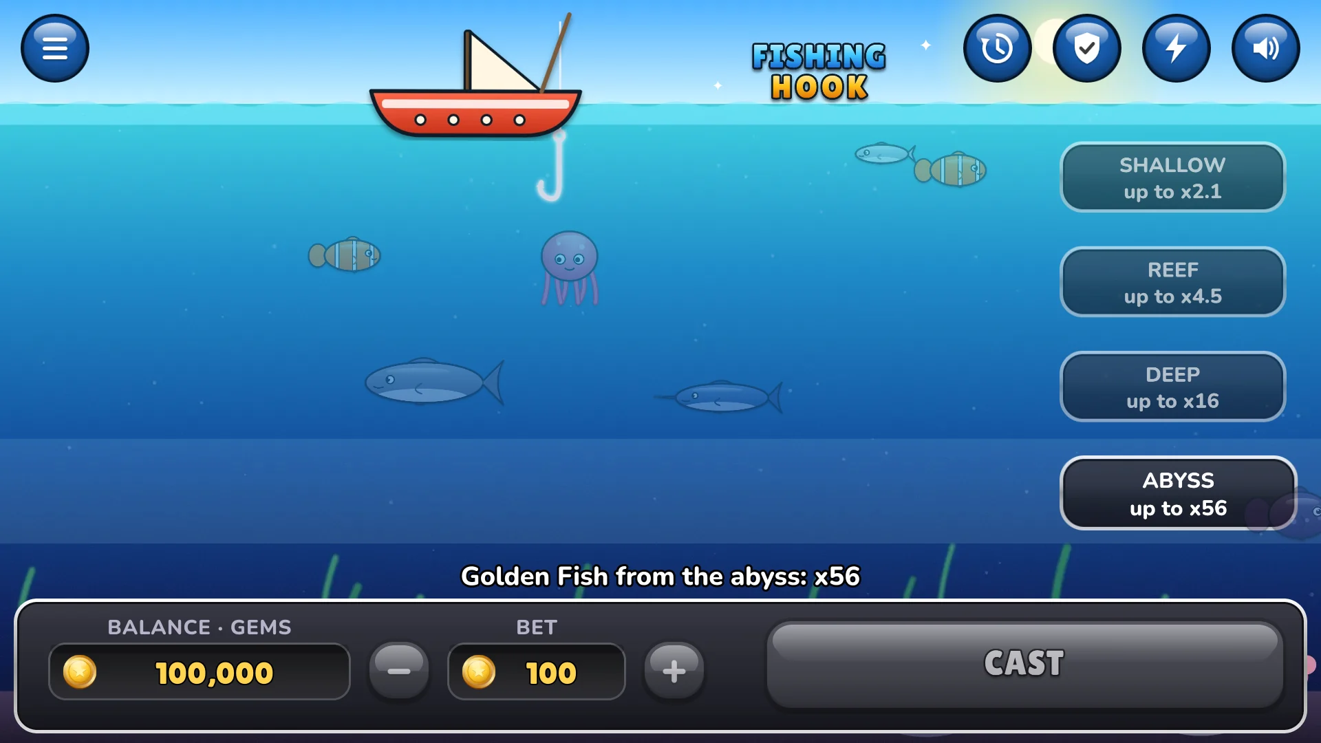 The golden fish of the abyss pays fifty-six times