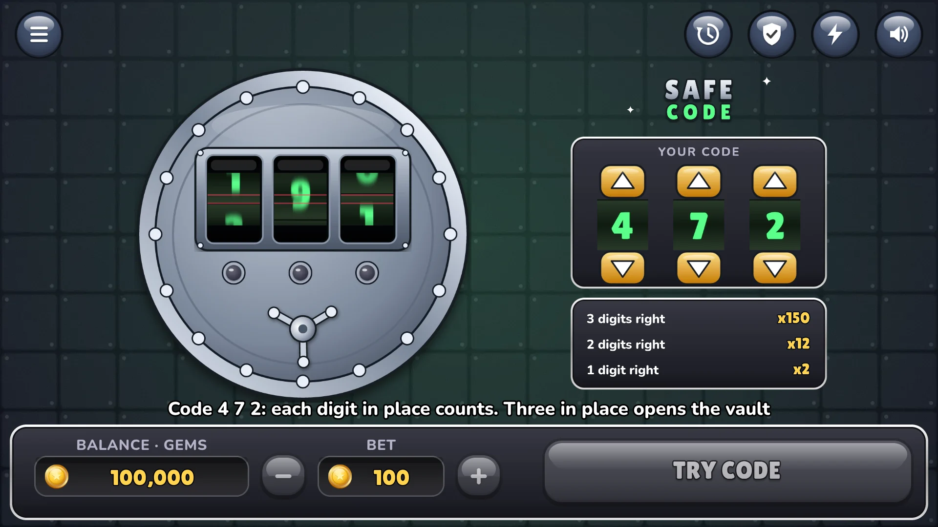 The tumblers spin while the safe checks your code
