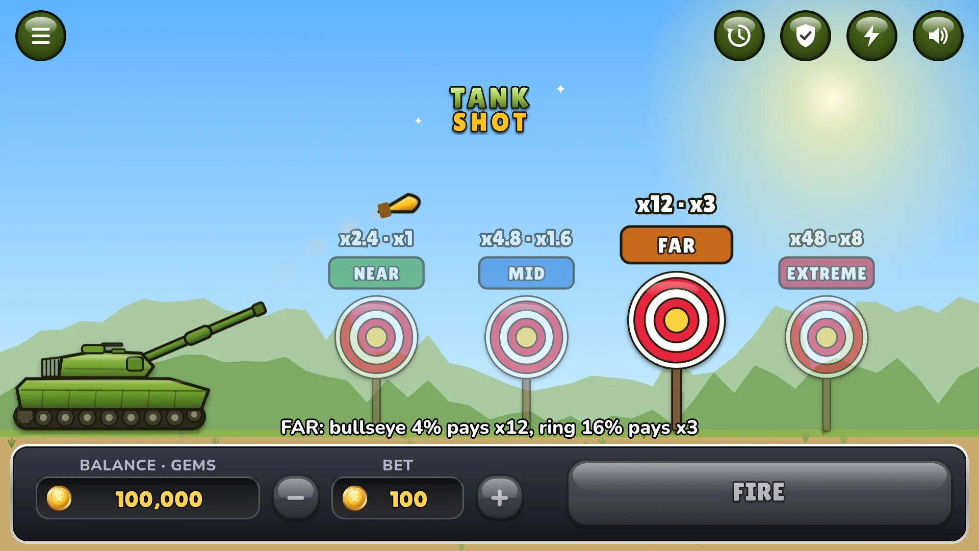 FIRE: the shell flies toward the target